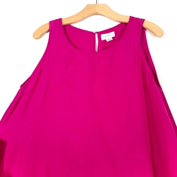 VELVET by Graham & Spencer Esther Silk Voile Tank Babydoll Dress Fuchsia Pink - Picture 5 of 13